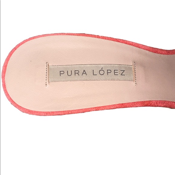 LN Pura Lopez Suede Coral Pink Metallic Slip-on Kitten Heel Sandals - 39 - 8.5 - Picture 12 of 14